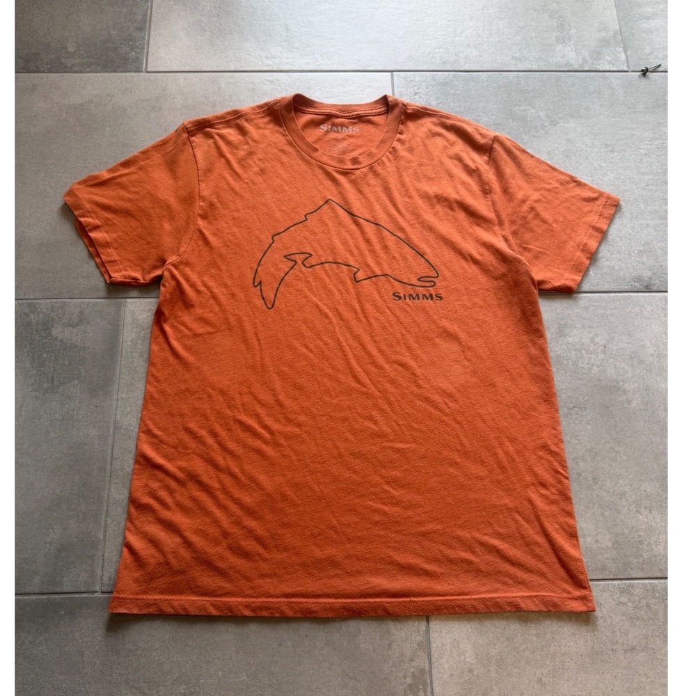 Simms Fishing Products Mens Medium Orange Trout Graphic Short Sleeve T-Shirt